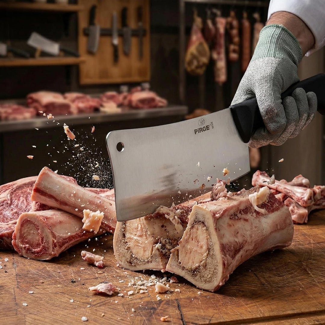 Pirge Butcher's Hackbeile 19 cm Schwarz Langen Griff Fleischbeile - Exzellenter Schärfe Metzgerbeil