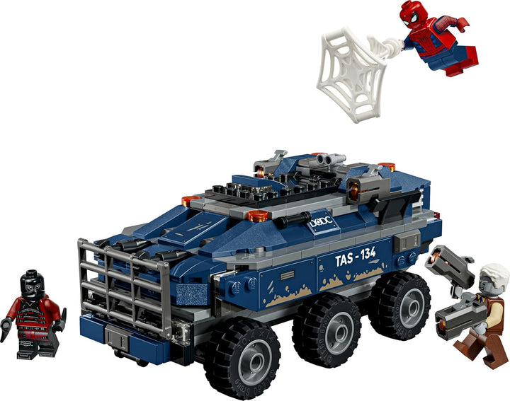 LEGO | Marvel Spider-Man Jagt den Gefängnistransporter - Superhelden Spielzeug mit gepanzertem Fahrz