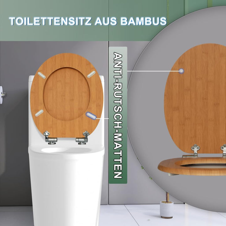 MDF-Toilettensitz mit Soft-Close-Mechanismus, O-förmiger Toilettensitz aus Bambus mit Verstellbaren