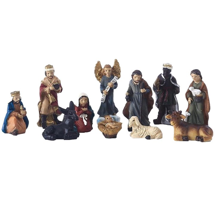 Krippe Set 11pcs/Set realistische Krippe Szene mit Jesus und Tieren Harzharzschmuck traditionelle We