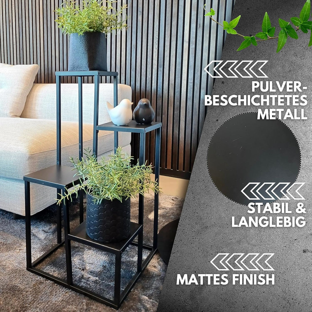 Schauer Pflanzentreppe mit 4 Ebenen schwarz - aus beschichtetem Metall - Blumenständer für den Innen