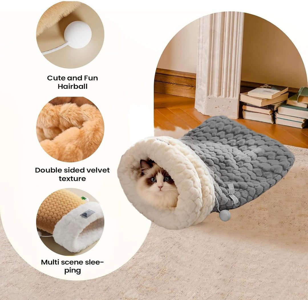 Katzenschlafnest,Kuschelig Warmes Bett Zum Schlafen | Umhüllter Weicher Warmer Schlafsack Für Katze