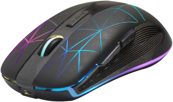 Rii Gaming RM200 Wireless - Drahtlose Gaming Maus, 1600 DPI, 5 Tasten, wiederaufladbar, mit bunten L