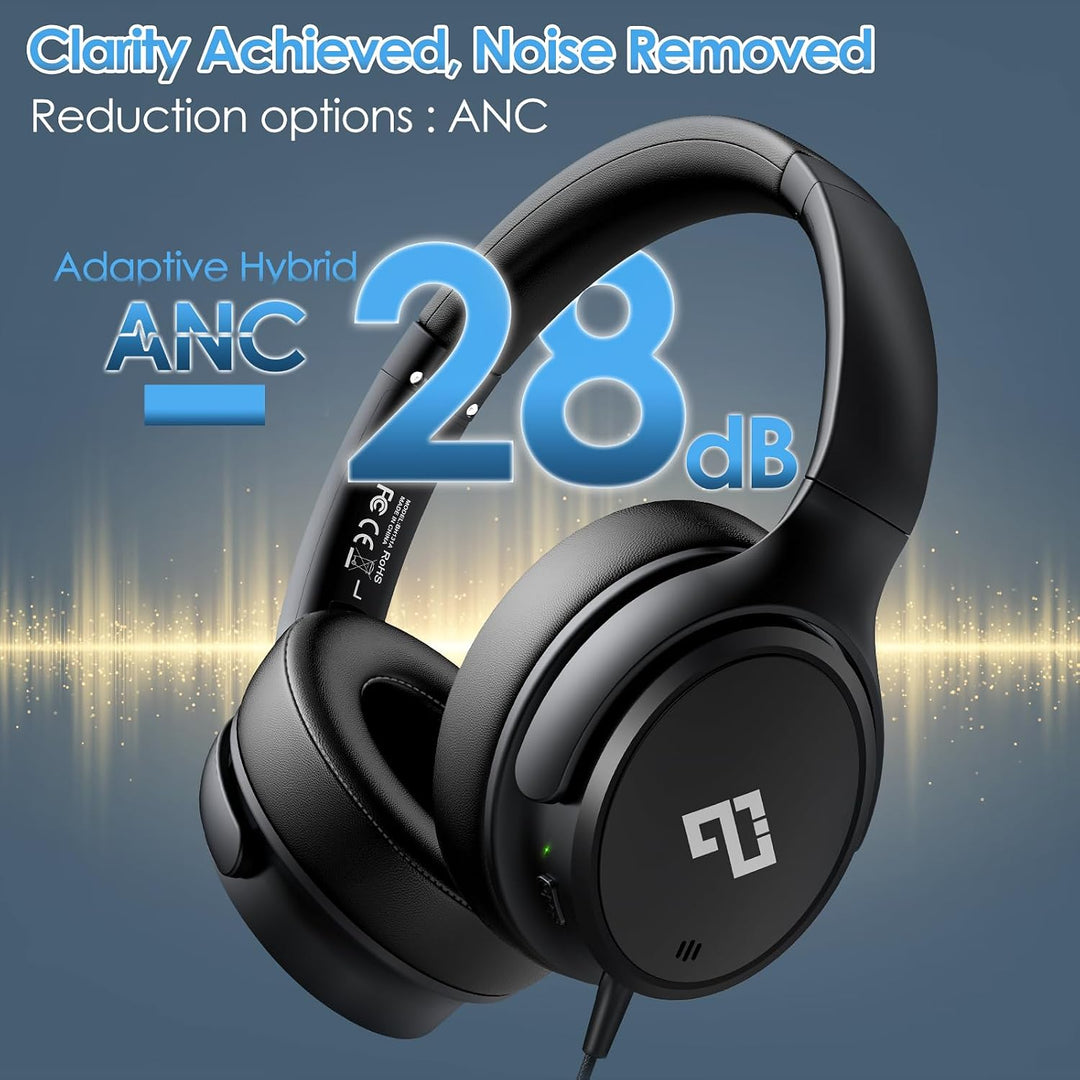 INFURTURE Kopfhörer USB C Kopfhörer mit Kabel Noise Cancelling Kopfhoerer Over Ear, 28 dB ANC, Leich