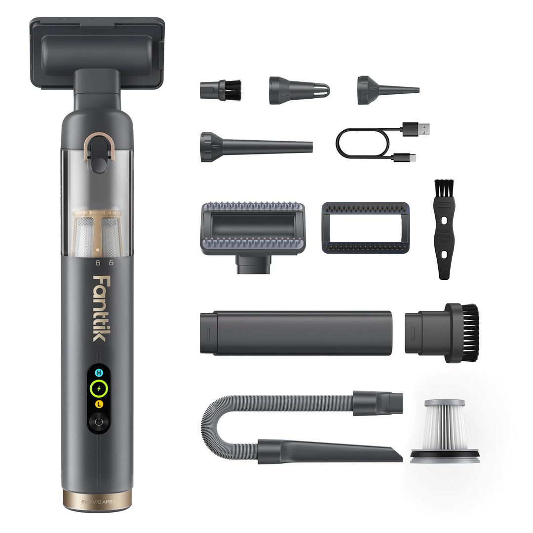 Fanttik Slim V10 APEX Kabelloser 4-in-1 Auto & Tragbarer Mini-Handstaubsauger, 19 kPa Saugkraft, Sma