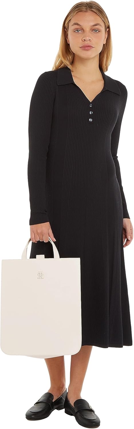 Tommy Hilfiger Damen Th Chic Tote Aw0aw15083 Tragetasche Beige (Sugarcane), Beige (Sugarcane)