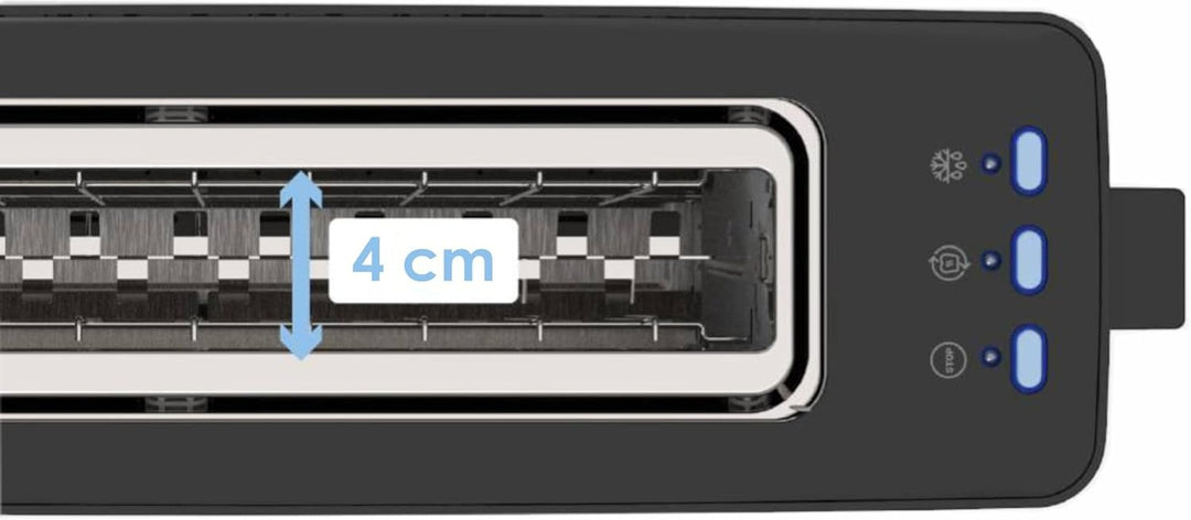 Firefox AB900 Toaster, Weiss, langer Schlitz für 2 Scheiben, 900 W, Auftaufunktion, Krümelschublade