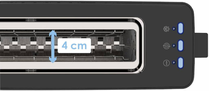 Firefox AB900 Toaster, Weiss, langer Schlitz für 2 Scheiben, 900 W, Auftaufunktion, Krümelschublade