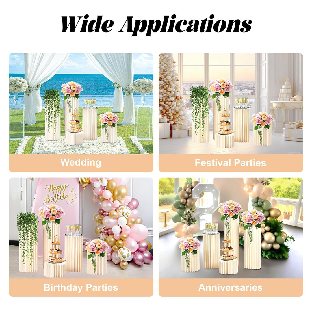 MINRS 5 Stücken Hochzeit Karton Blumensäule Vasen Faltbarer Tafelaufsatz aus Karton, Säulen-Display