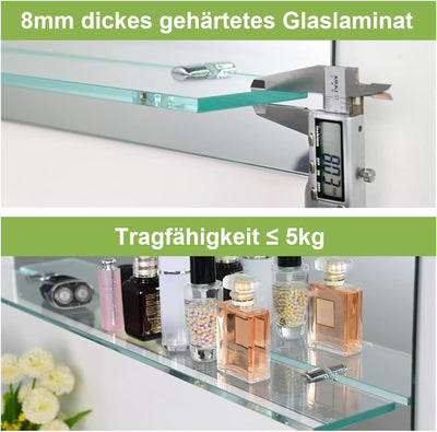 S'AFIELINA Badspiegel mit Ablage 50x70 cm Wandspiegel mit Regal wandspiegel Spiegel mit Ablagen Typ