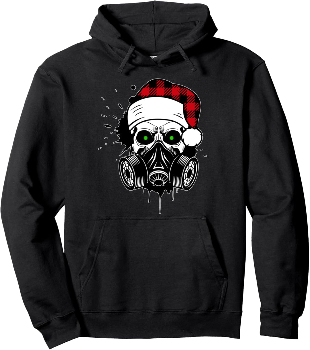 Christmas Skull Santa Hat Shirt Xmas Gas Mask Santa Claus Pullover Hoodie
