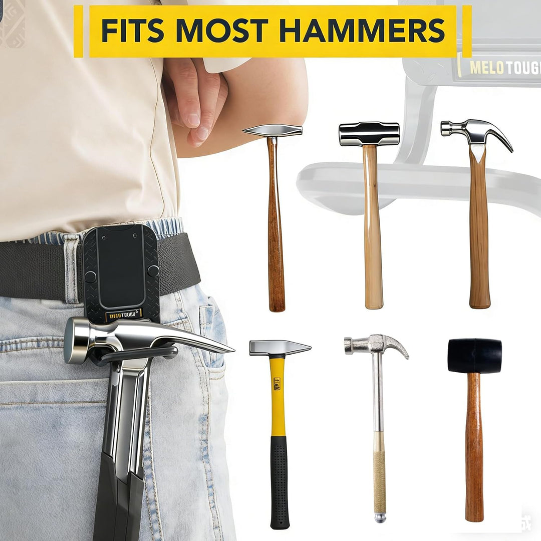 MELOTOUGH Hammerhalter für Gürtel, Hammerschlaufe für bis zu 5,1 cm Werkzeuggürtel, hält Hämmer, Bei