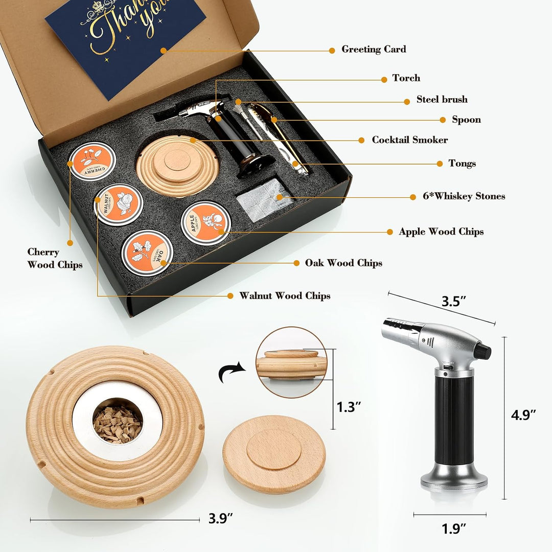 Cocktail Smoker Kit, Whisky Steine, Flambierbrenner, Vatertagsgeschenk, Old Fashioned Whiskey Smoker