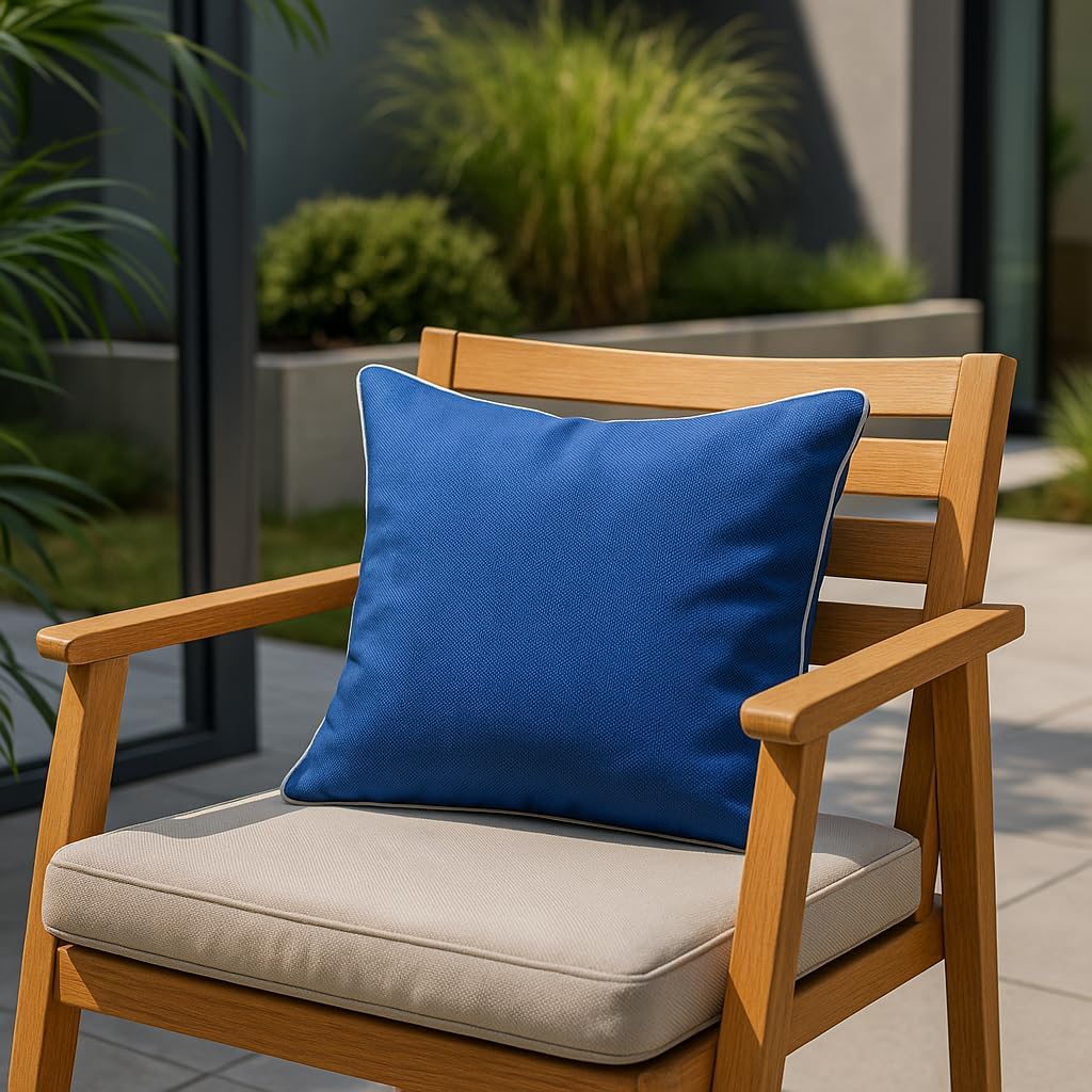 Brandsseller Outdoor Garten Kissen Dekokissen mit Paspel - Garngefärbt Uni Schmutz- und Wasserabweis