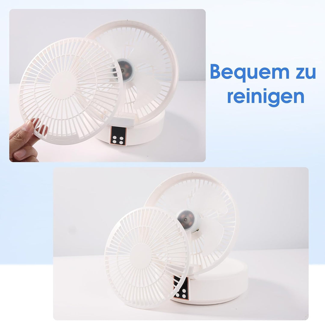 Ausbond Leiser kleiner Lüfter, USB Desktop Lüfter, leiser und starker Wind, tragbarer, mit LED-Licht