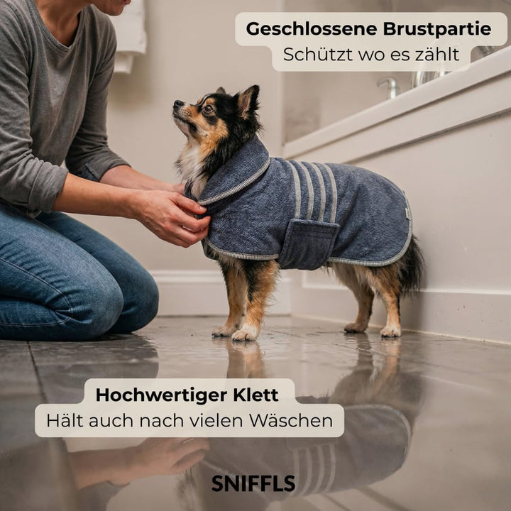 Premium Hundebademantel aus Baumwolle – Grösse L – Hundehandtuch für Hunde – Langlebig, maschinenwas