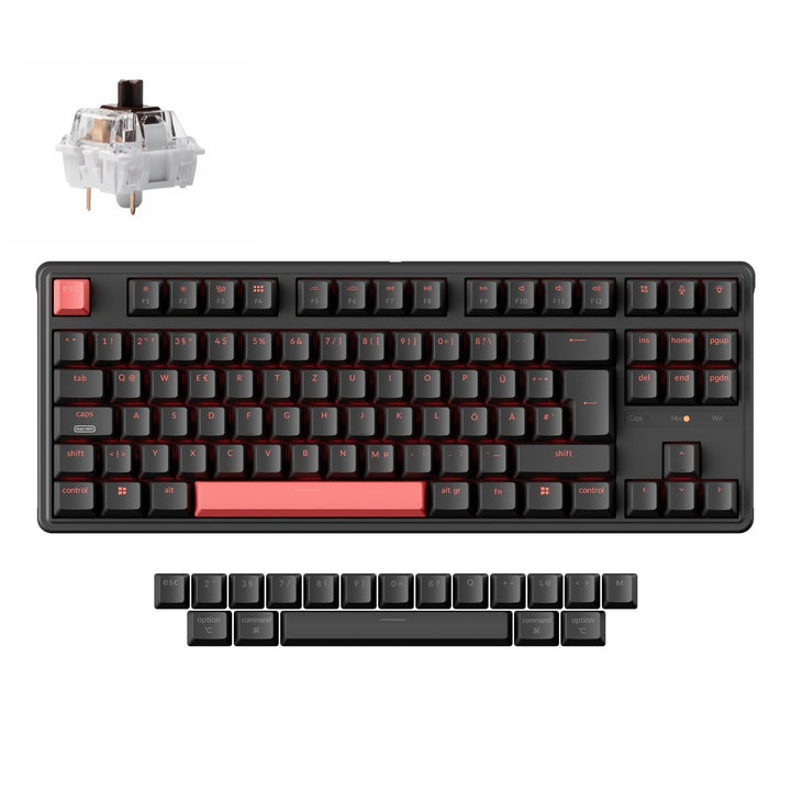 Keychron C3 Pro QMK/VIA Trådbundet Mekaniskt Tangentbord, Programmerbart, DE-ISO TKL Layout 87 Tange