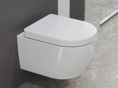 SSWW | Toilette für Gäste-WC, Spülrandloses WC mit Softclose Deckel, Hänge-WC aus Keramik, Wand-WC |