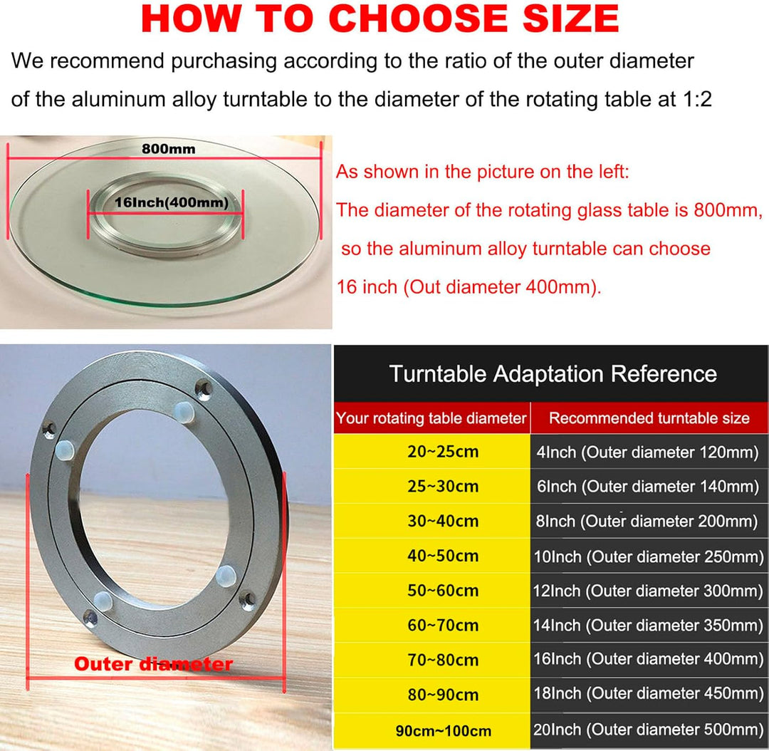 Drehtellerlager aus Aluminiumlegierung, strapazierfähig, schwenkbar, Lazy Susan, Drehteller, runder