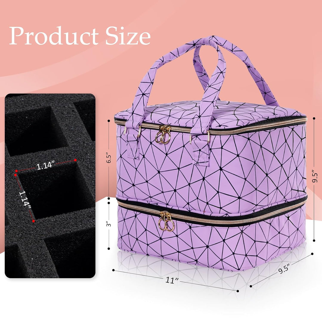 Uross Nagellack Organizer für 42 Nagellackflaschen und 1 LED-Nagellampe, Nagellack Aufbewahrung Tasc