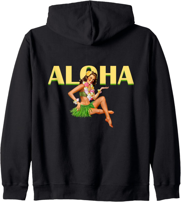 Aloha Hawaiian Retro Vintage Pin Up Mädchen Hawaii Kapuzenjacke