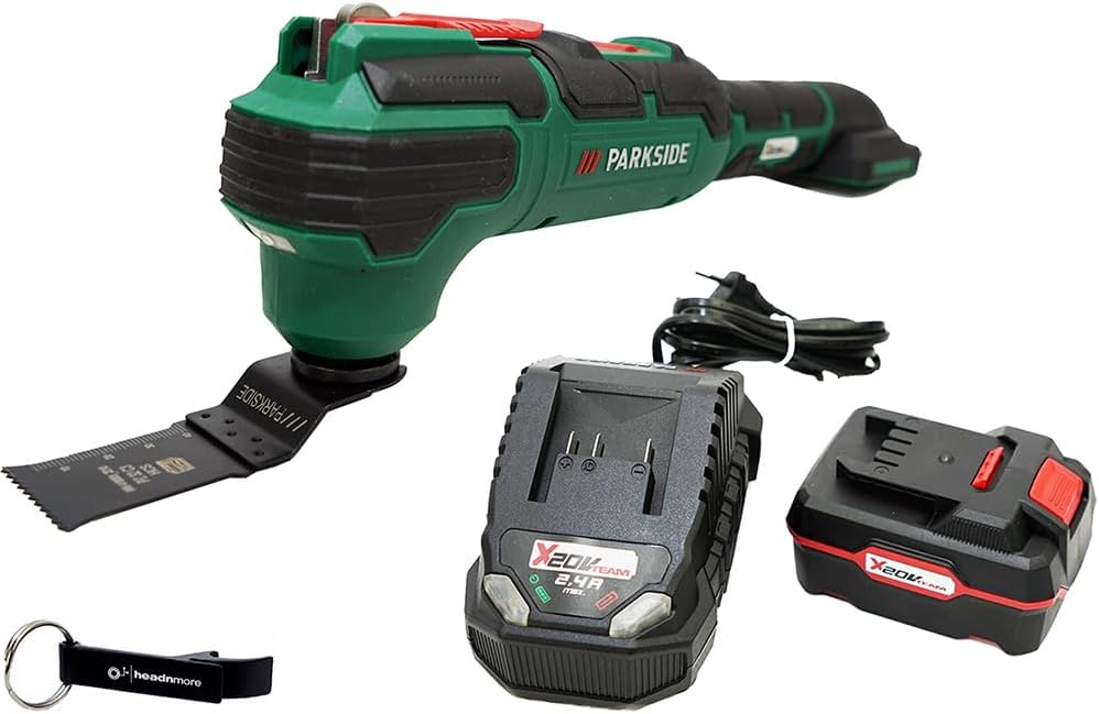HEADNMORE® Bundle - PARKSIDE® Akku Multifunktionswerkzeug 20V PAMFW 20 +Schlüsselanhänger (inkl 1x4A