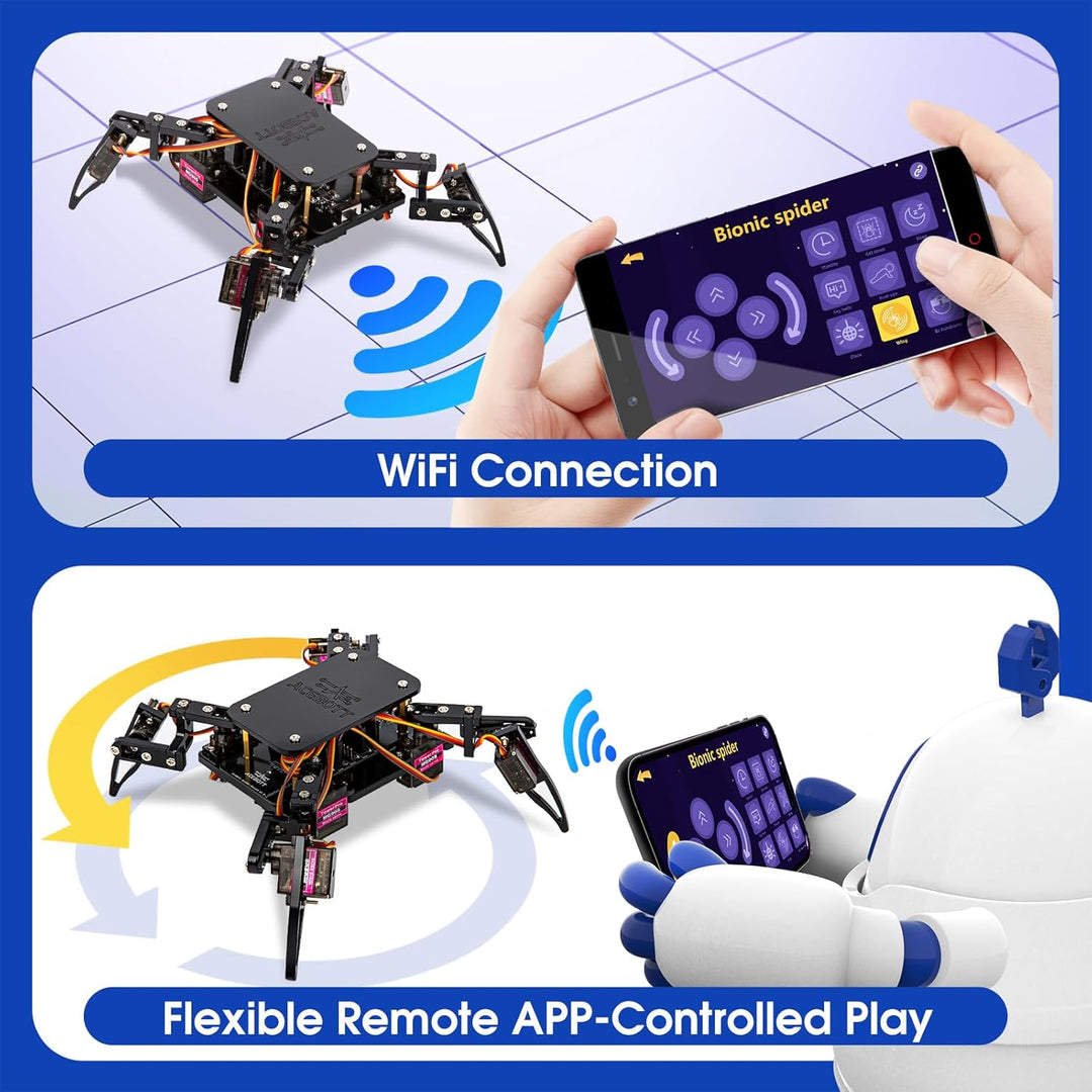 STEM Toys Programmable Bionic Spider Robot Kit, Science Kit for Kids Age 8-12, Teens DIY Robotics Bu