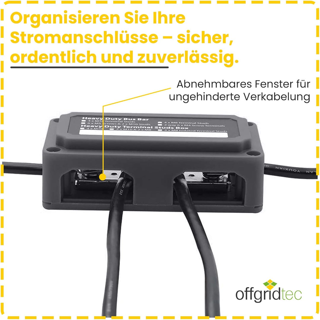 BusBar Box 4 x M8 Anschlussbolzen inkl. Abdeckung und Befestigungsschrauben schwarz