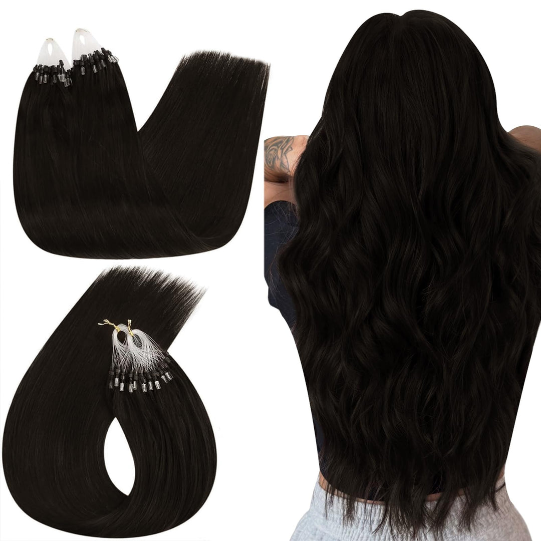 Ugeat Echthaar Extensions Braun Microrings 60cm Extension Bonding Echthaar Hair Extensions Microring