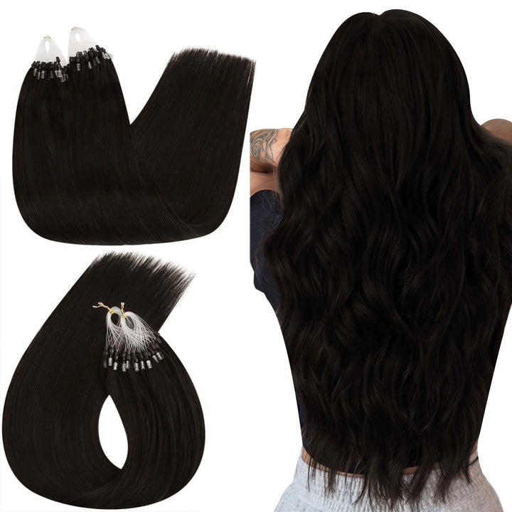 Ugeat Echthaar Extensions Braun Microrings 60cm Extension Bonding Echthaar Hair Extensions Microring