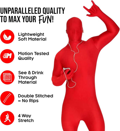 Morphsuits STSREX zweite Haut Kostüm- Ganzkörperkostüm, Unisex – Erwachsene, Rot, XL XL Rot, XL Rot