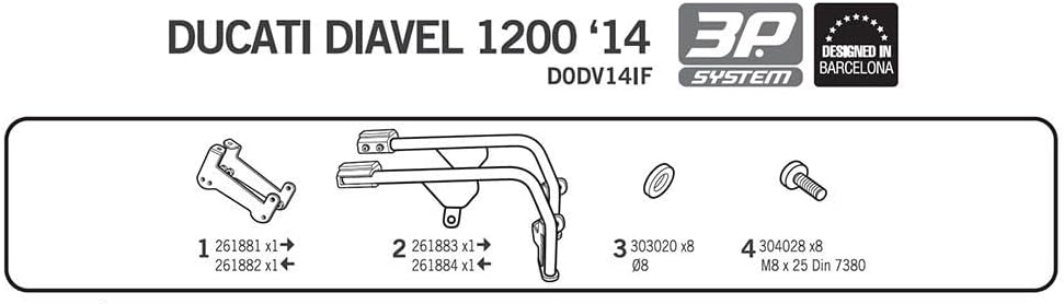 D0dv14if - seitliche Taschen halterungen, dübel, befestigungen kompatibel mit Ducati diavel 1200 201