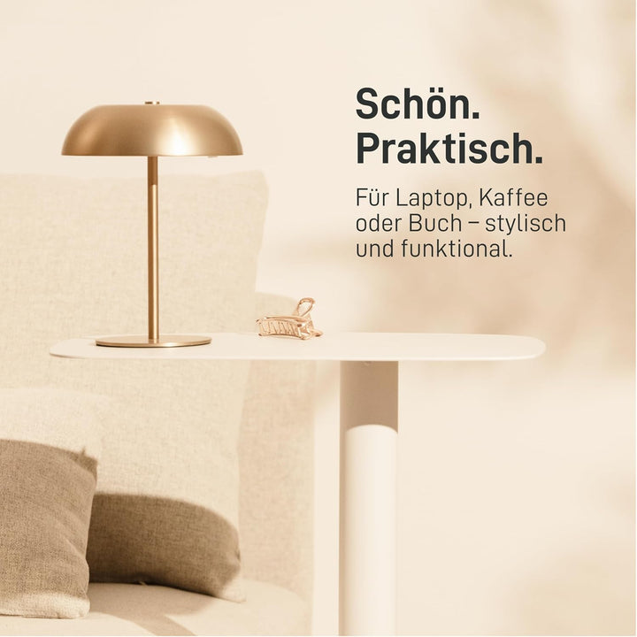 Natural Goods Berlin 1x Beistelltisch Lucia - Beistelltisch Weiss, Nachttisch Metall - Metalltisch O