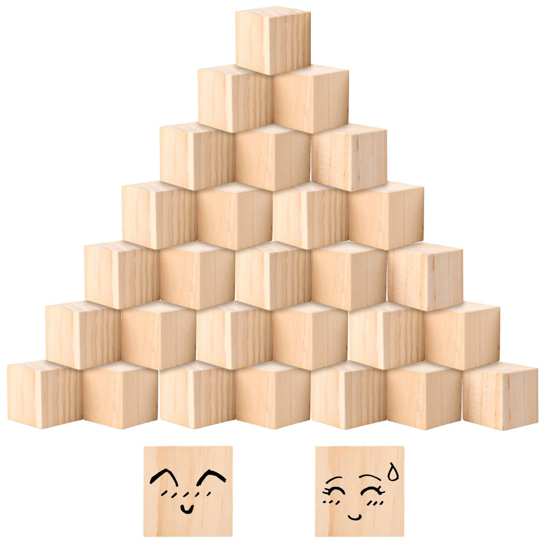 30 Stück Holzwürfel 5x5x5cm – Natur Holzklötzchen zum Basteln & Bemalen – Unbehandeltes Kiefernholz