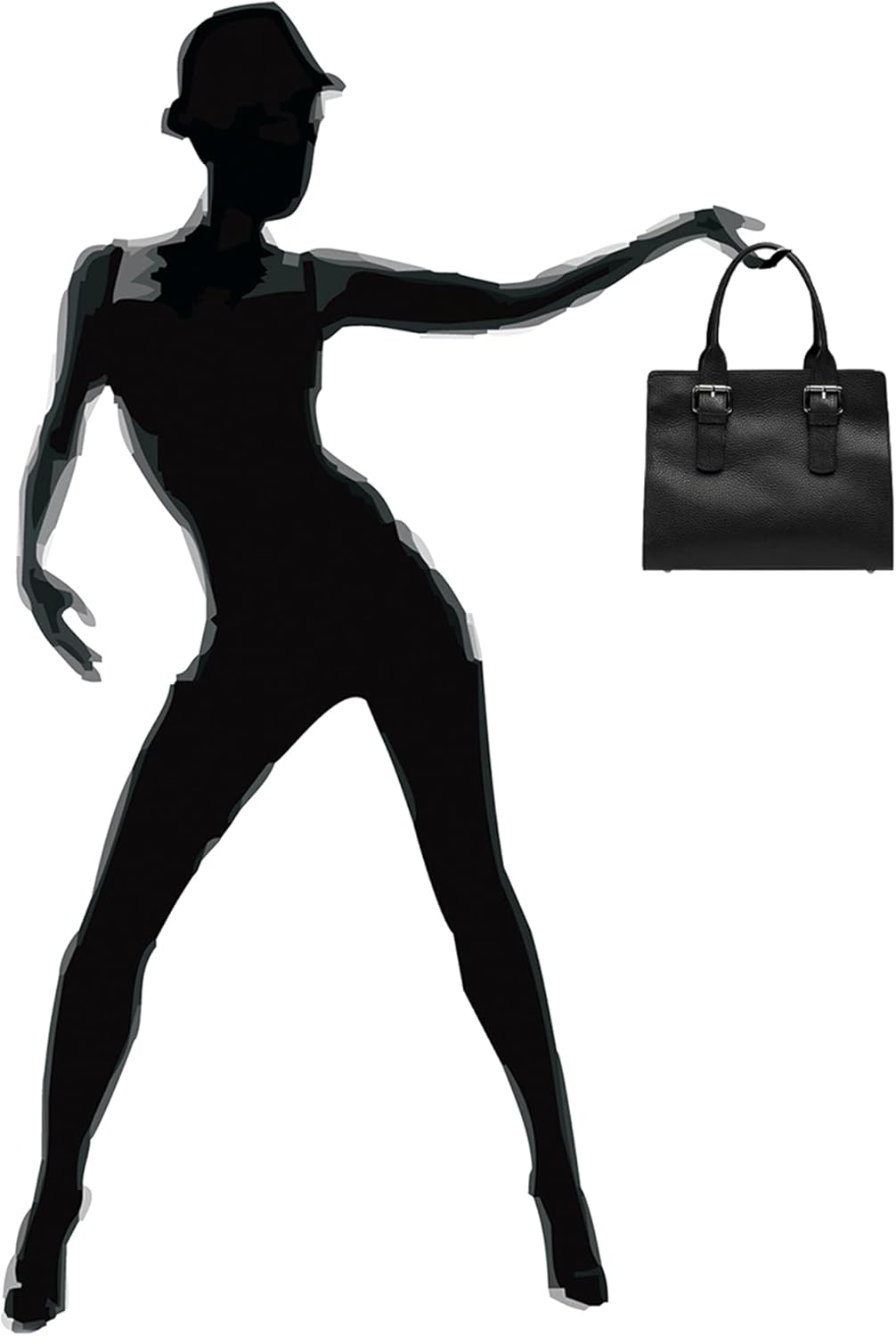 Caspar TL807 klassisch elegante Damen Leder Handtasche Einheitsgrösse Schwarz, Einheitsgrösse Schwar
