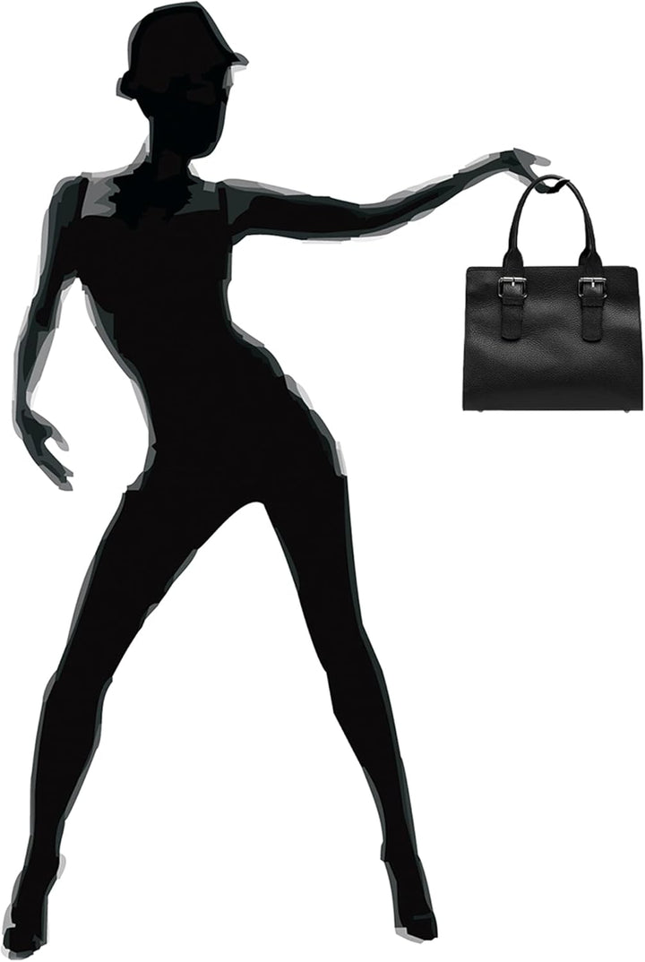 Caspar TL807 klassisch elegante Damen Leder Handtasche Einheitsgrösse Schwarz, Einheitsgrösse Schwar