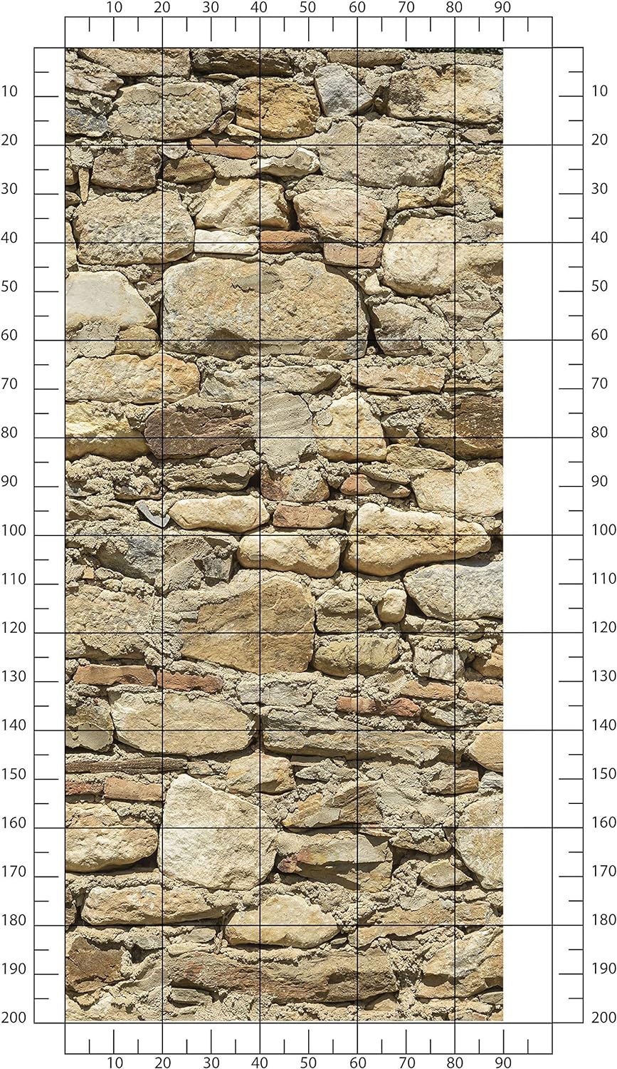 wandmotiv24 Türtapete Alte Steinmauer 90 x 200cm (B x H) - Dekorfolie selbstklebend Sticker für Türe