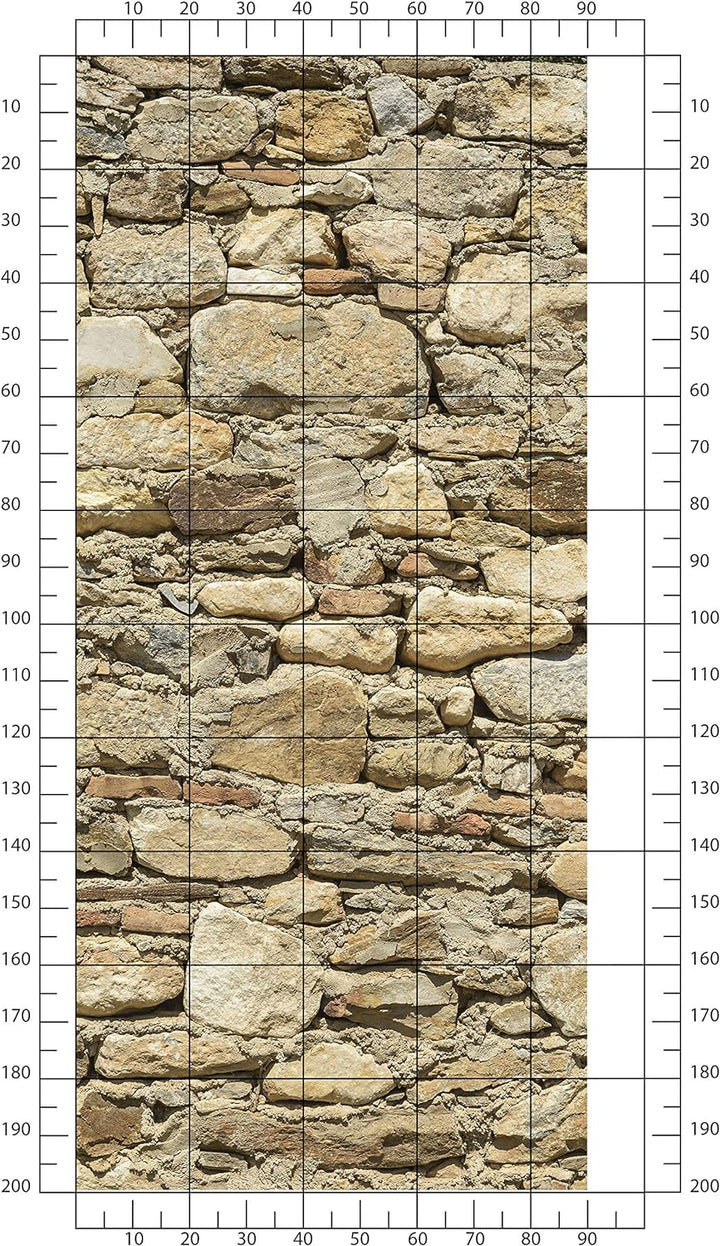 wandmotiv24 Türtapete Alte Steinmauer 90 x 200cm (B x H) - Dekorfolie selbstklebend Sticker für Türe