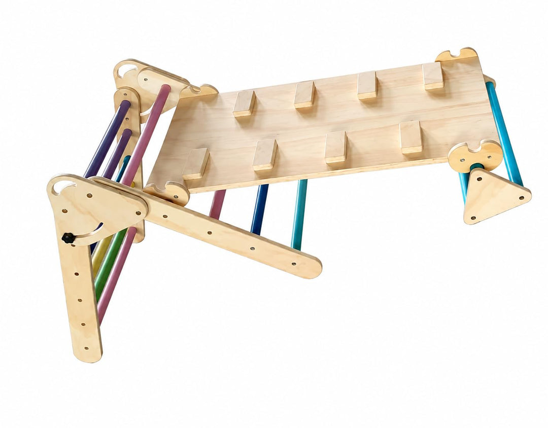 COSYLAND Montessori Klettergerüst Indoor: Kletterdreieck mit Rutsche, Indoor Spielplatz &amp; Kinder Kle