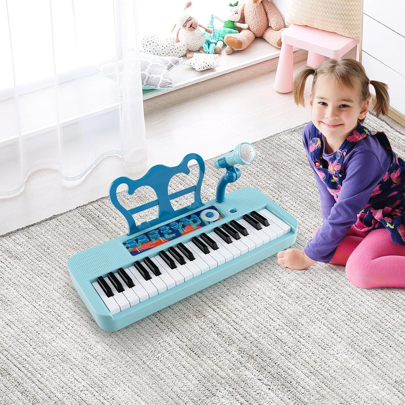 DREAMADE Kinder Keyboard, 37 Tasten E-Piano mit Notenständer & Mikrofon & Hocker, Klavier Spielzeug