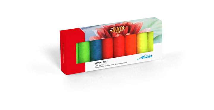 Mettler SERALON Neon-Kit 8er Nähgarn Set: Universal Garn zum Nähen oder Sticken, Nähgarn für Nähmasc