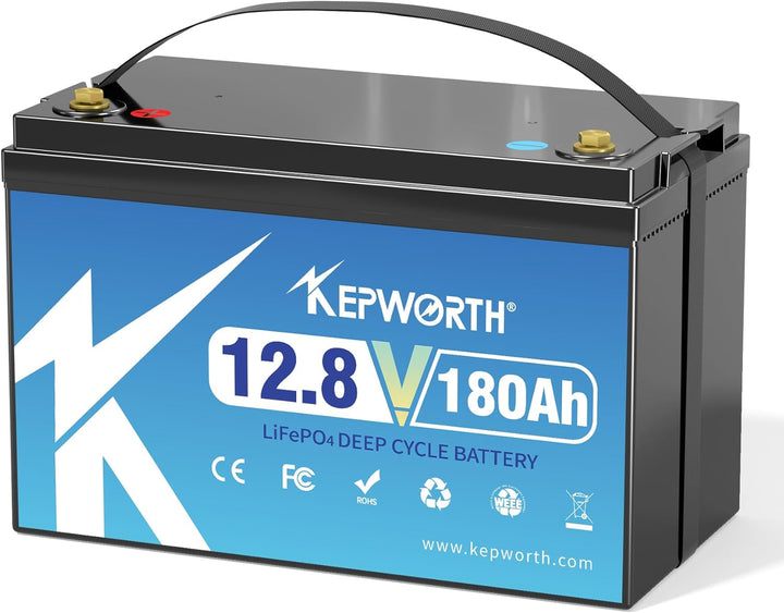 KEPWORTH LiFePO4 180Ah 12V Batterie, Lithium Akku mit 100A BMS, Max. 15000 Zyklen, Perfekter Ersatz