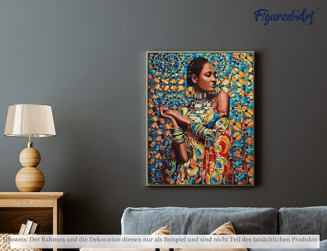 Figured'Art Malen Nach Zahlen Erwachsene Löwe in der Savanne - Paint by Numbers Basteln DIY Bastelse