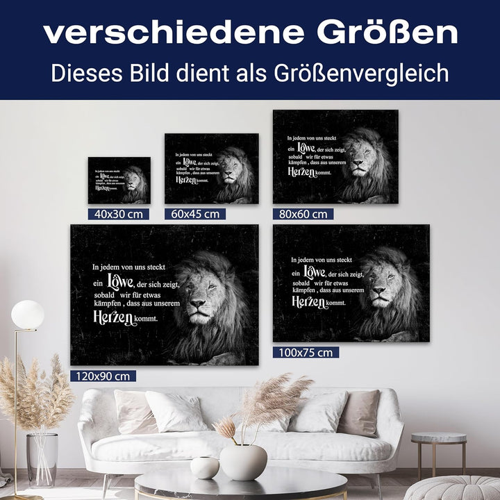 wandmotiv24 Leinwandbild Motivation, 60x45cm, Querformat, In jedem steckt EIN Löwe, Deko, Bilder auf