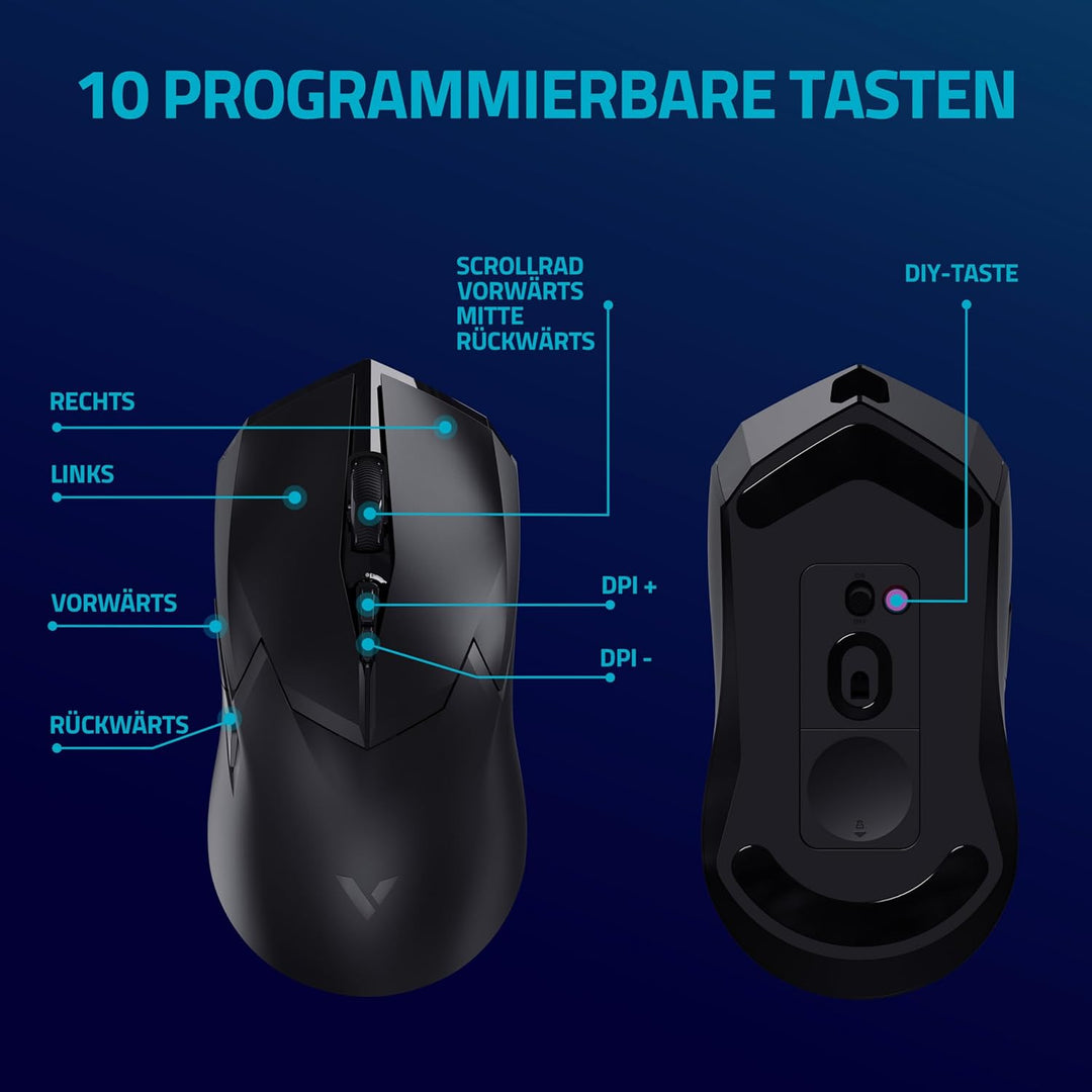 Rapoo VT2PRO kabellose 2,4 GHz High-Performance Gaming-Maus mit 26000 DPI optischem Sensor, 50 G Bes