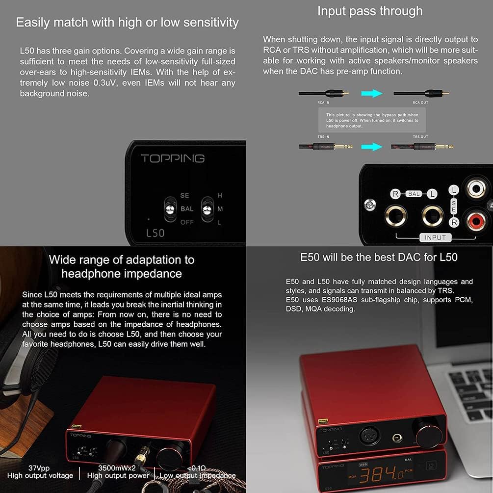 Topping L50 HiFi-Kopfhörerverstärker NFCA SE/BAL-Eingang Home Audio-Verstärker Mini-Verstärker Verst