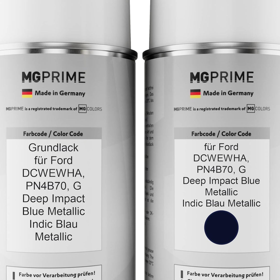 MG PRIME Autolack Sprühdosen Set für Ford DCWEWHA / PN4B70 / G Deep Impact Blue Metallic/Indic Blau