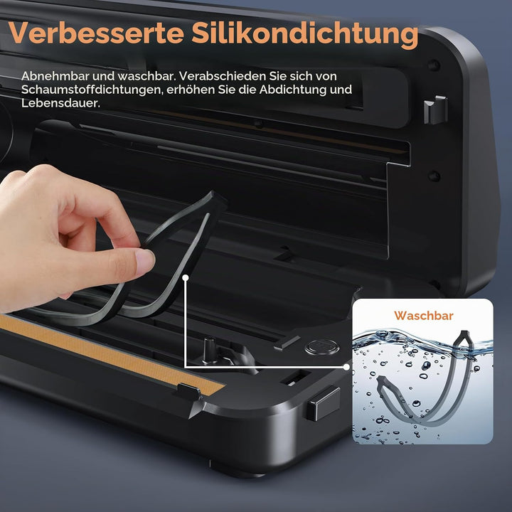 Vakuumiergerät für Lebensmittel, 80 kPa Vakuumierer 8-in-1-Modus (Trocken/Feucht), mit Integriertem