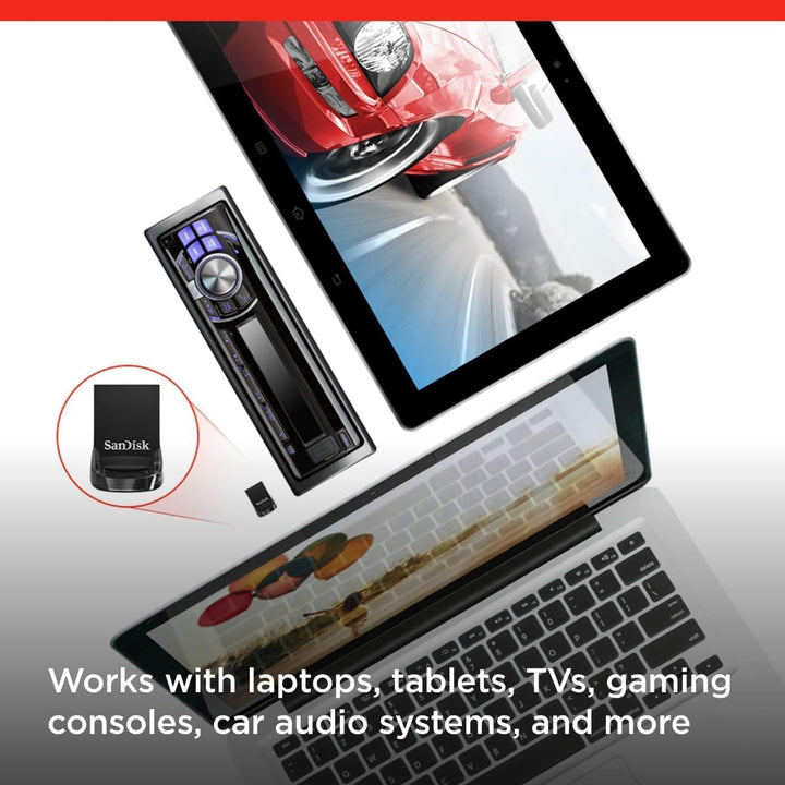 SanDisk Ultra Fit USB 3.2 Flash-Laufwerk 128 GB (Für Laptops, Spielkonsolen und Auto-Audiosysteme, P