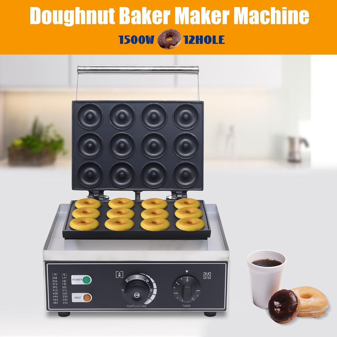 Donut Maschine Donuts Backform 1550W Donut-Maker Backt 12 Mini-Donuts für Frühstück, Snacks, Dessert